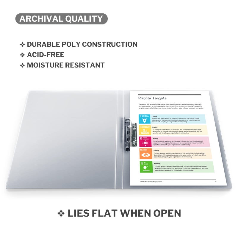 CRANBURY Punchless Clamp Binder Folder (4 Pack  Gray) - 8.5x11"" Clear Binder with Metal Clip and Poly Covers  Ringless Binder Holds 100 Letter Size Pages  Documents  Punchless Binder for Work  School - Image 2